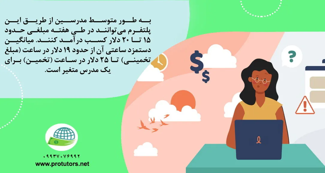 میزان درآمد کار در سایت تدریس زبان Preply